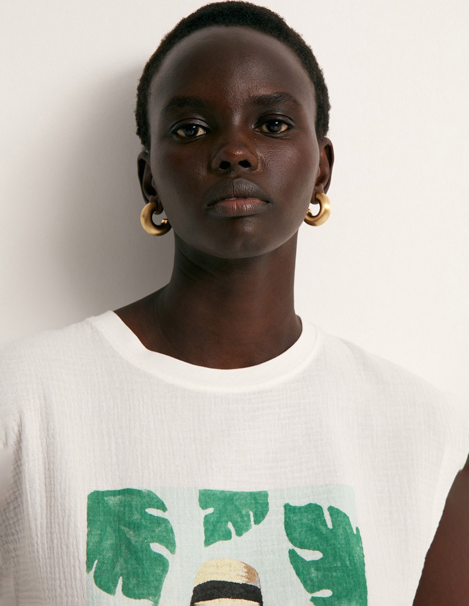 Camiseta Sfera Cuello Redondo De Algodón