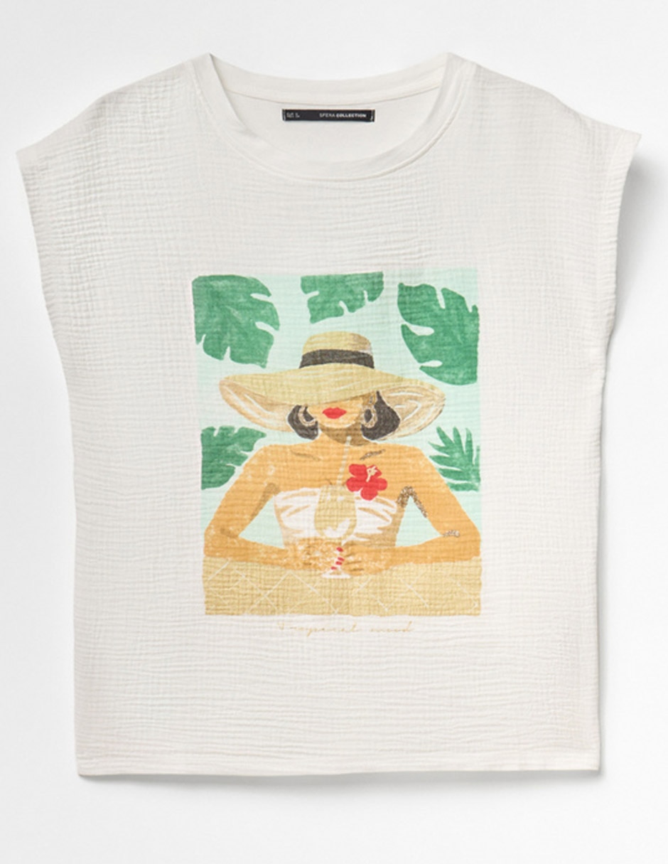 Camiseta Sfera Cuello Redondo De Algodón