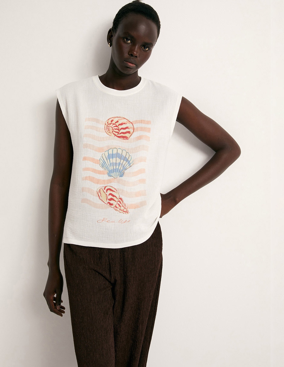 Camiseta Sfera Cuello Redondo De Algodón