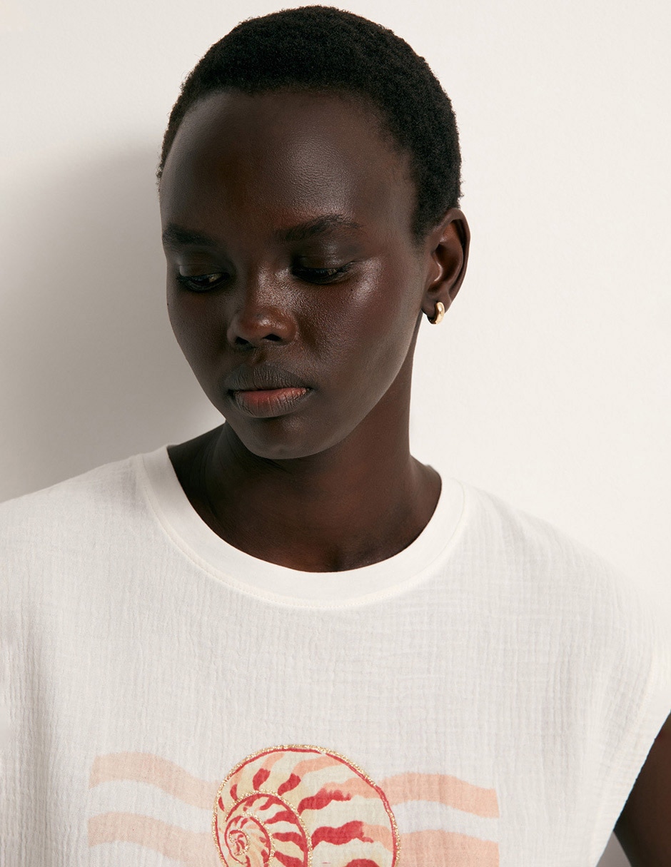 Camiseta Sfera Cuello Redondo De Algodón