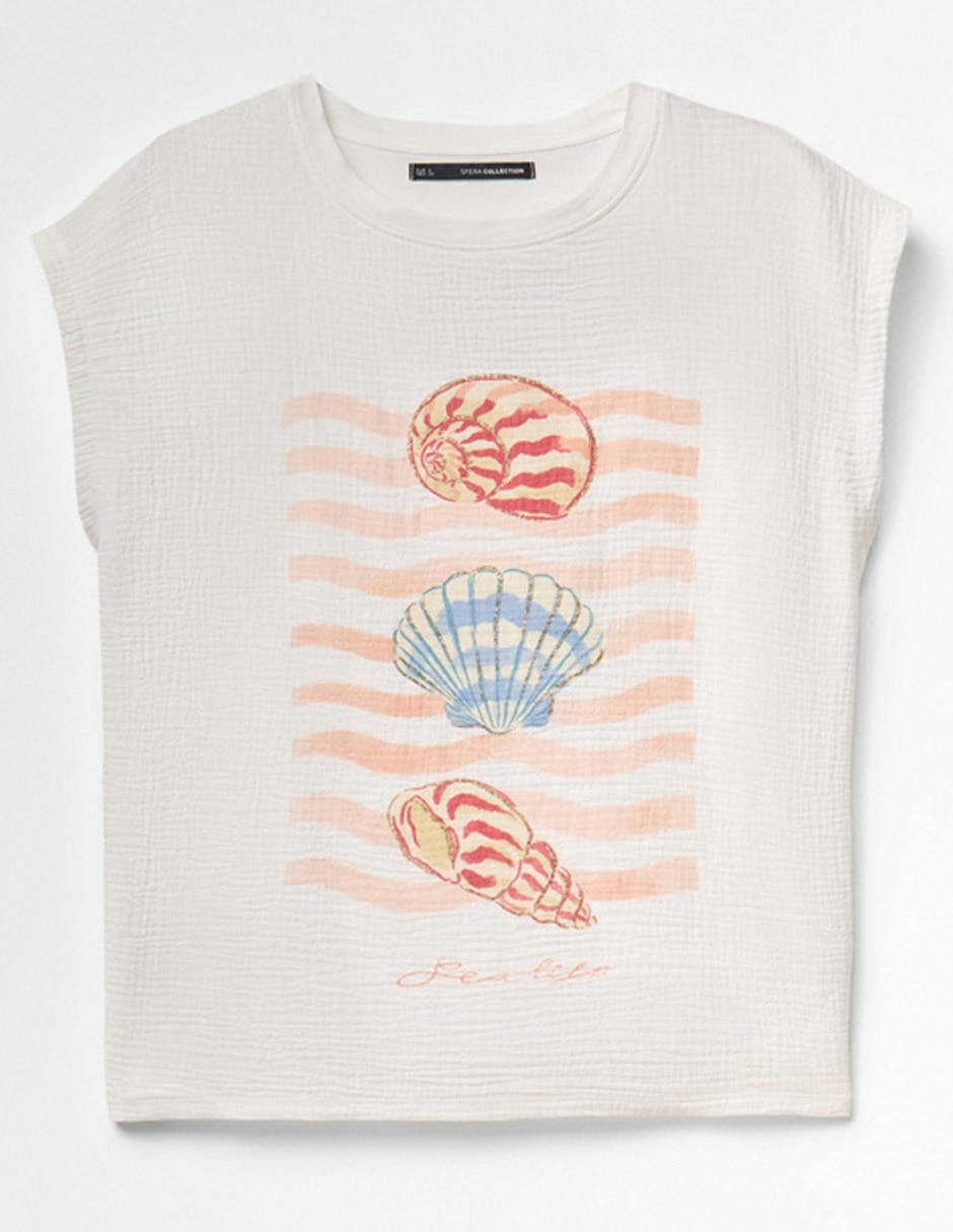 Camiseta Sfera Cuello Redondo De Algodón